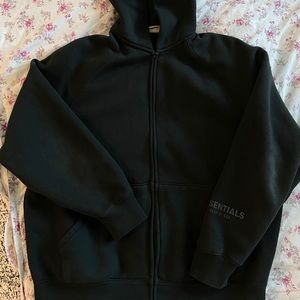 Essentials Black full zip raglan hoodie